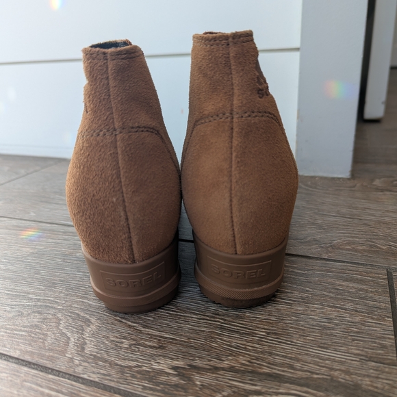 Sorel Suede Ankle Wedge Booties Tan Brown 8.5  Women's Zip - Picture 7 of 7